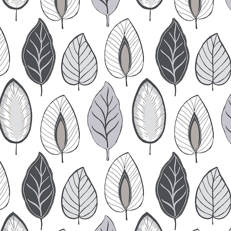 Manhattan Comfort Nantes, Vinyl Chic Leaf Wallpaper, 205 In X 33 Ft = 56 Sq Ft Nantes